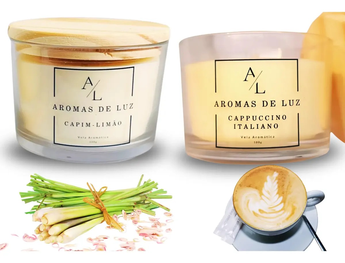 Kit 2 Velas Capim-Limão e Cappuccino